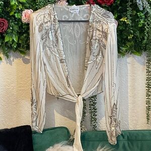 Contessa Embroidered Ivory Evening Top - M